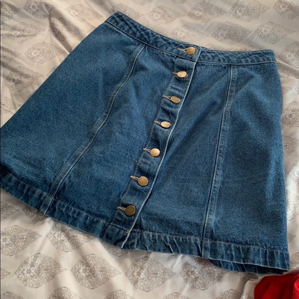 High waisted denim skirt